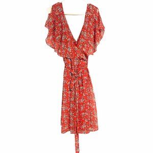 Orange Floral Ruffle Dainty Fairy Coquette Dress Womens Size 2X Forever 21